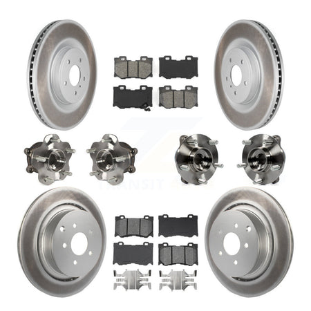 Front Rear Hub Bearings Coated Disc Brake Rotors And Pads Kit (10Pc) For INFINITI FX50 KBB-112164