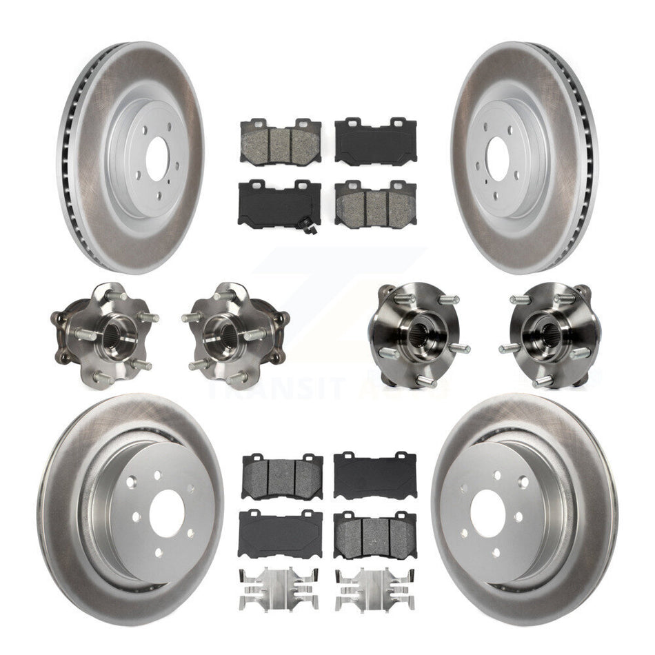 Front Rear Hub Bearings Coated Disc Brake Rotors And Pads Kit (10Pc) For INFINITI FX50 KBB-112164