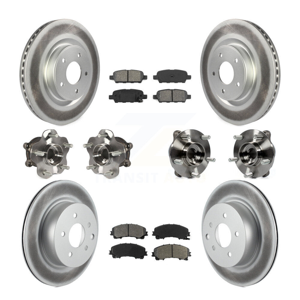 Front Rear Hub Bearing Coated Brake Rotor Pads Kit (10Pc) For 2016-2017 INFINITI QX50 AWD KBB-112166