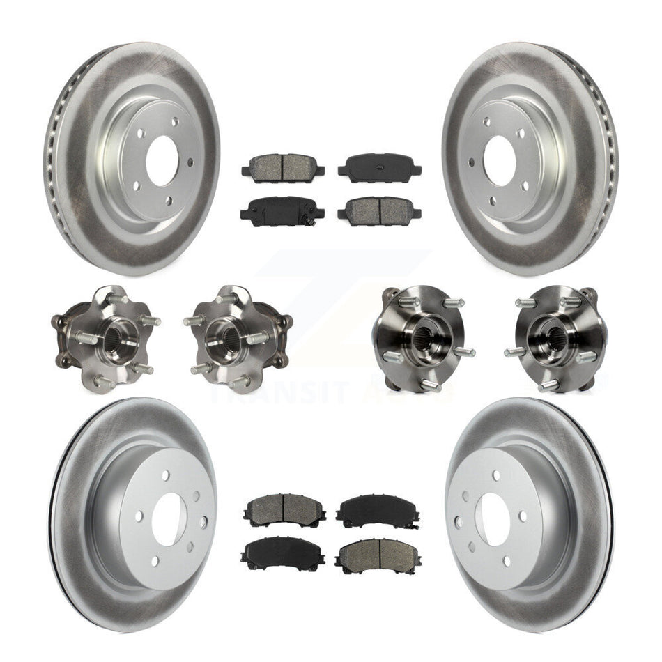 Front Rear Hub Bearing Coated Brake Rotor Pads Kit (10Pc) For 2016-2017 INFINITI QX50 AWD KBB-112166