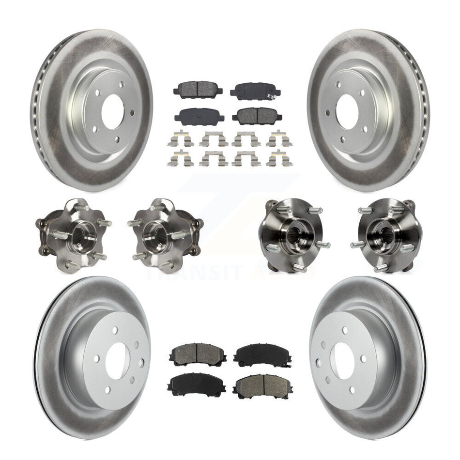 Front Rear Hub Bearing Coated Brake Rotor Pads Kit (10Pc) For 2016-2017 INFINITI QX50 AWD KBB-112166