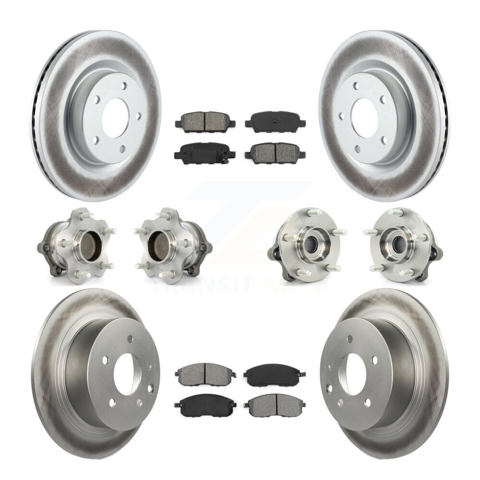 Front Rear Hub Bearings Assembly Coated Disc Brake Rotors And Semi-Metallic Pads Kit (10Pc) For Nissan Altima KBB-112170