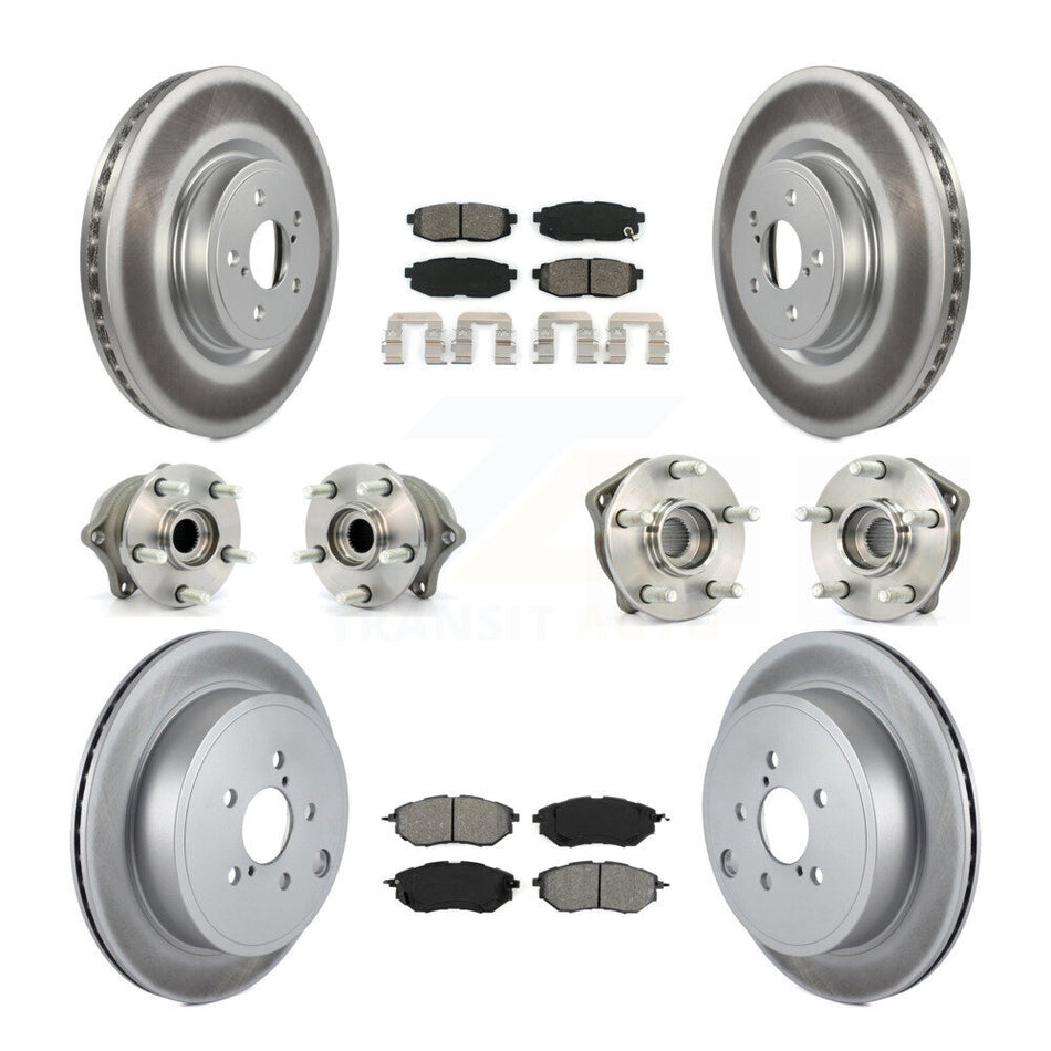 Front Rear Hub Bearings Assembly Coated Disc Brake Rotors And Semi-Metallic Pads Kit (10Pc) For Subaru Outback Legacy KBB-112183