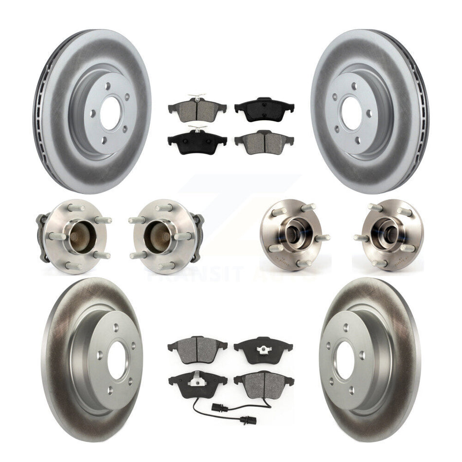 Front Rear Hub Bearings Assembly Coated Disc Brake Rotors And Semi-Metallic Pads Kit (10Pc) For Volvo S40 C70 V50 With 320mm Diameter Rotor KBB-112191