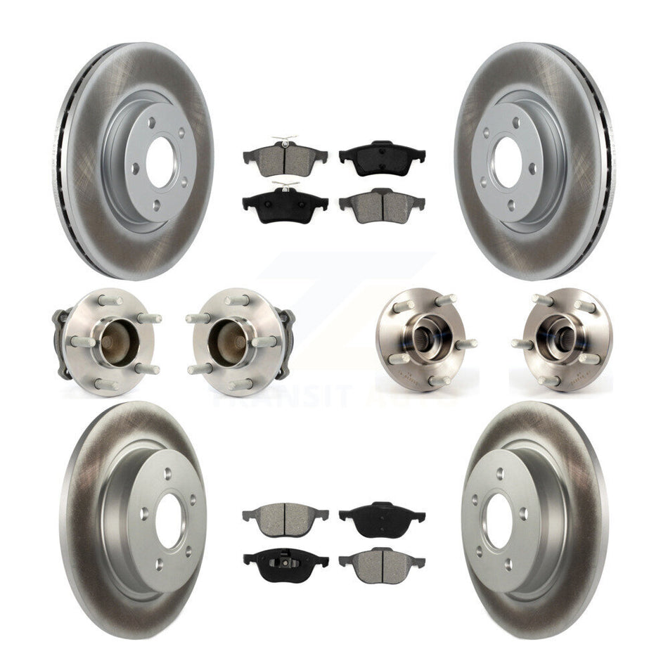 Front Rear Hub Bearings Assembly Coated Disc Brake Rotors And Semi-Metallic Pads Kit (10Pc) For Volvo S40 C70 C30 V50 KBB-112192