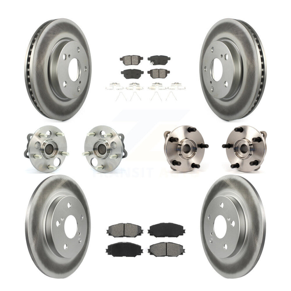 Front Rear Hub Bearings Assembly Coated Disc Brake Rotors And Semi-Metallic Pads Kit (10Pc) For 2008-2015 Scion xB KBB-112200