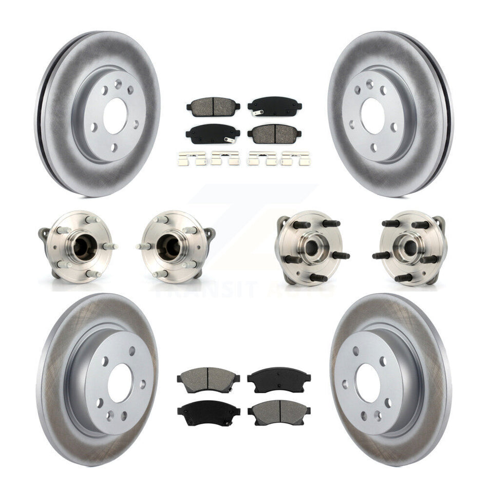 Front Rear Hub Bearings Assembly Coated Disc Brake Rotors And Semi-Metallic Pads Kit (10Pc) For 2011-2012 Chevrolet Cruze KBB-112206