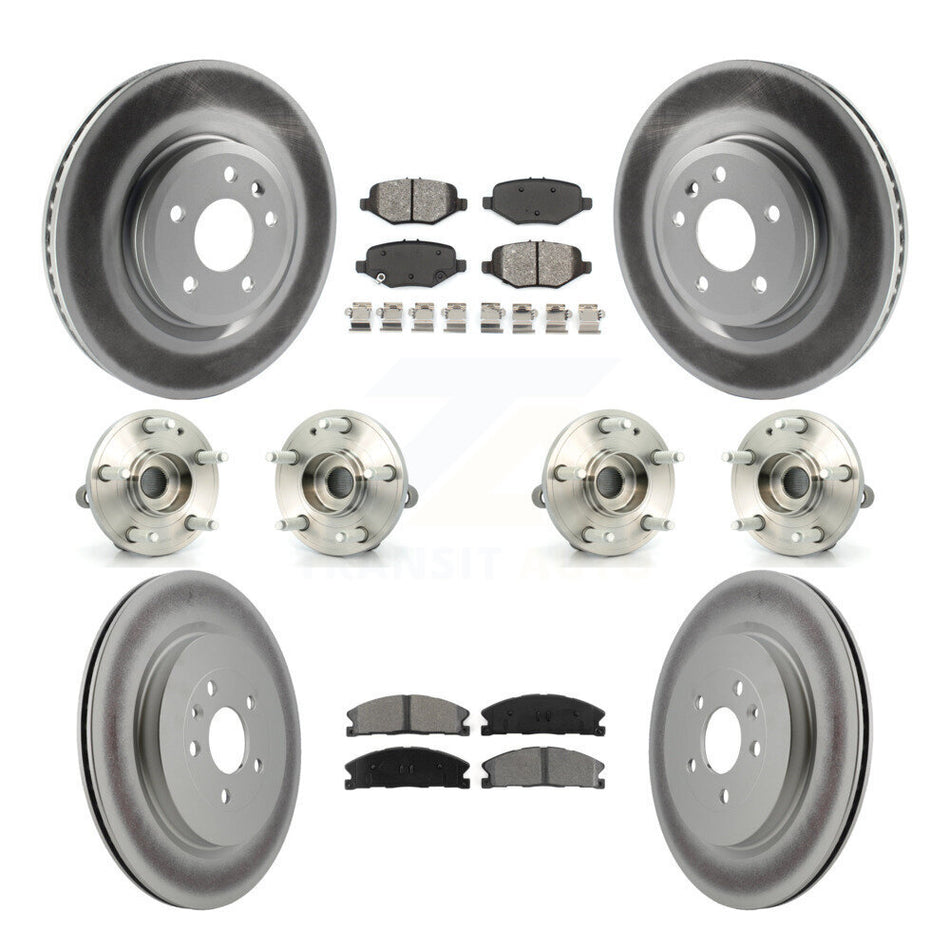 Front Rear Hub Bearings Assembly Coated Disc Brake Rotors And Semi-Metallic Pads Kit (10Pc) For 2013 Ford Explorer Sport With Heavy Duty Brakes KBB-112209