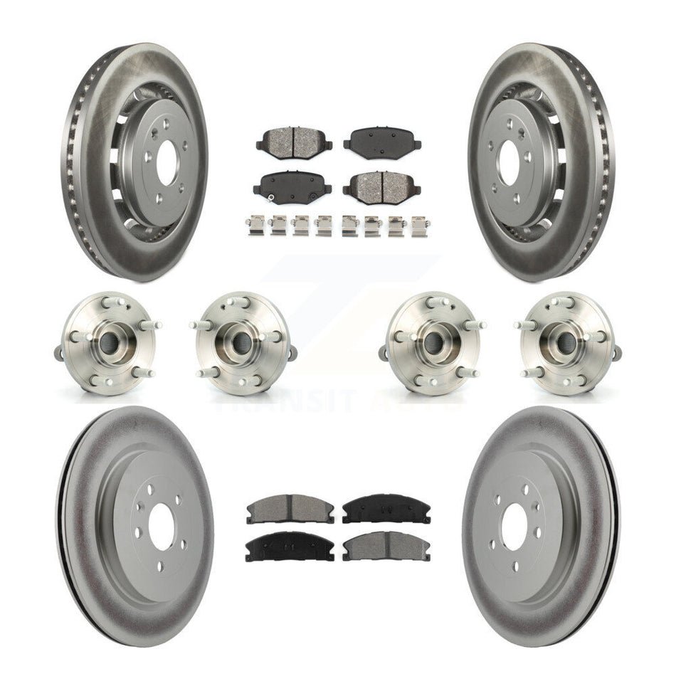 Front Rear Hub Bearings Assembly Coated Disc Brake Rotors And Semi-Metallic Pads Kit (10Pc) For Ford Explorer KBB-112212