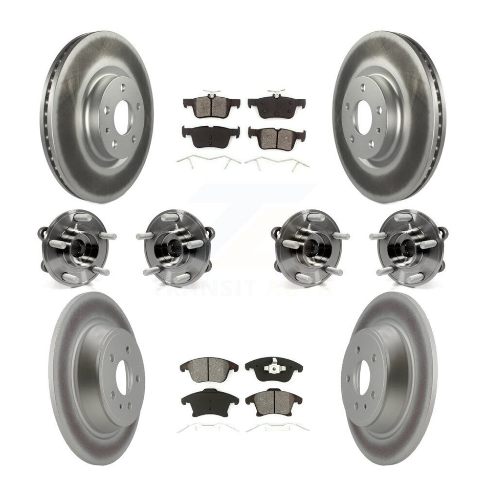 Front Rear Hub Bearings Assembly Coated Disc Brake Rotors And Semi-Metallic Pads Kit (10Pc) For Ford Fusion Lincoln MKZ KBB-112216