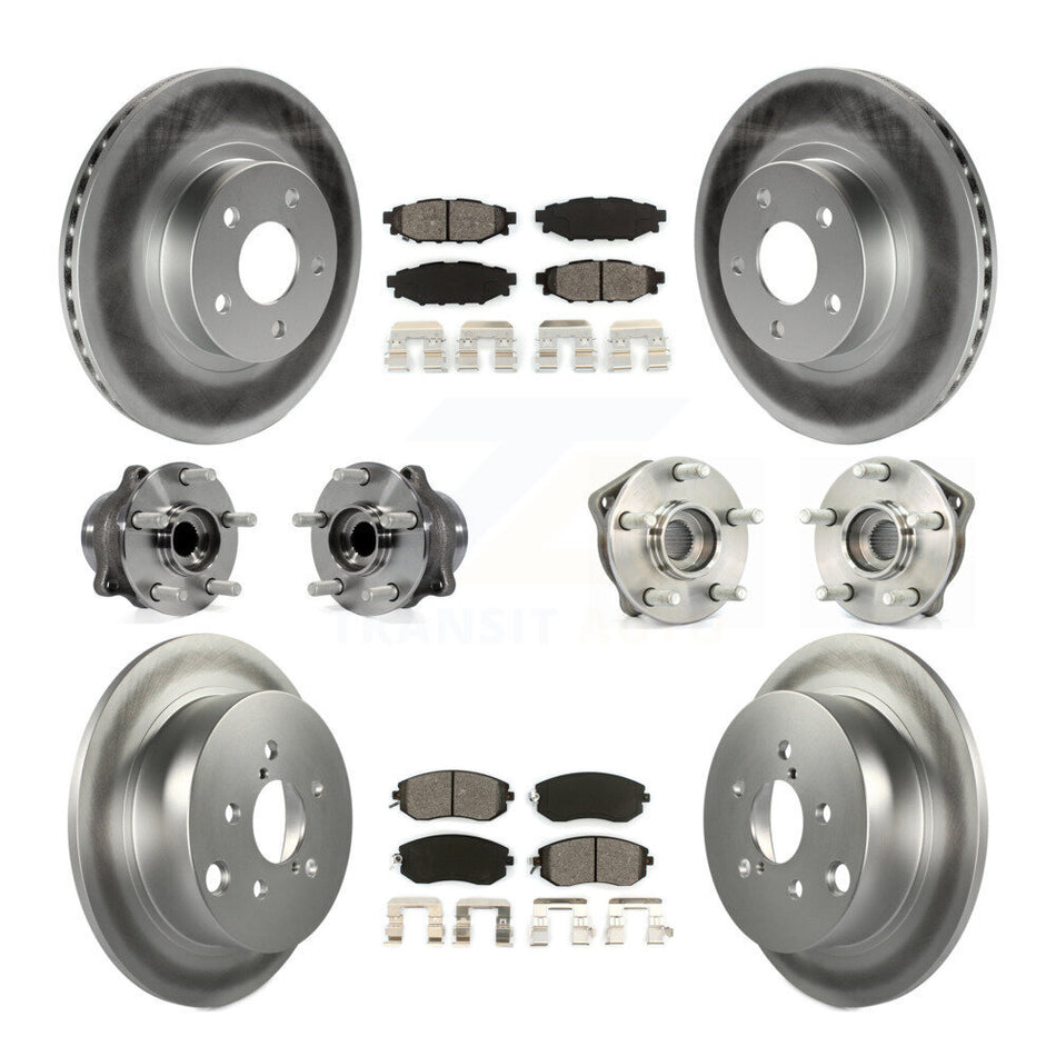 Front Rear Hub Bearings Assembly Coated Disc Brake Rotors And Semi-Metallic Pads Kit (10Pc) For 2012-2013 Subaru Impreza Limited Base Premium KBB-112221