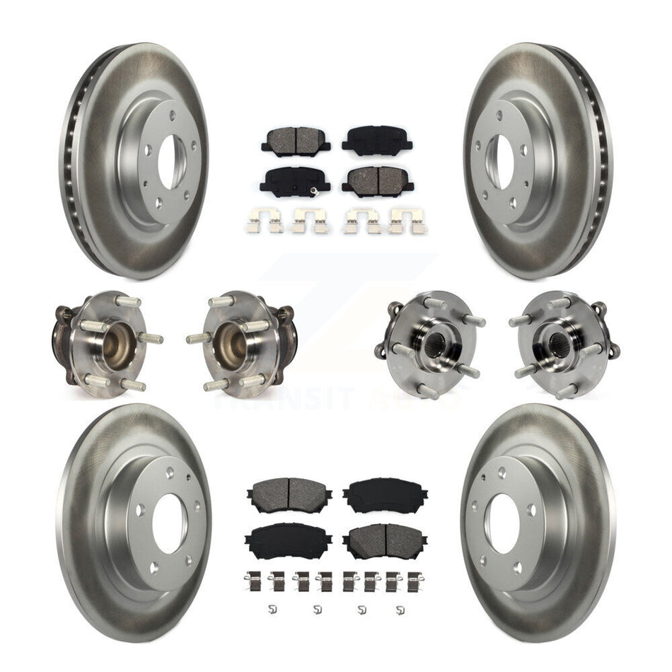 Front Rear Hub Bearings Assembly Coated Disc Brake Rotors And Semi-Metallic Pads Kit (10Pc) For Mazda 6 KBB-112225