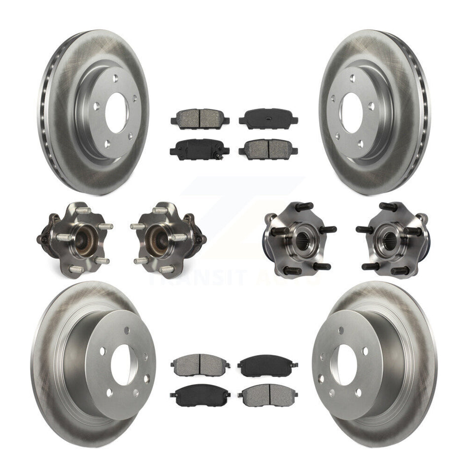 Front Rear Hub Bearings Assembly Coated Disc Brake Rotors And Semi-Metallic Pads Kit (10Pc) For Nissan Sentra KBB-112230