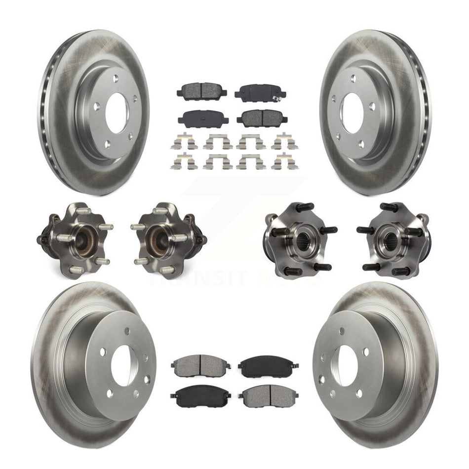 Front Rear Hub Bearings Assembly Coated Disc Brake Rotors And Semi-Metallic Pads Kit (10Pc) For Nissan Sentra KBB-112230