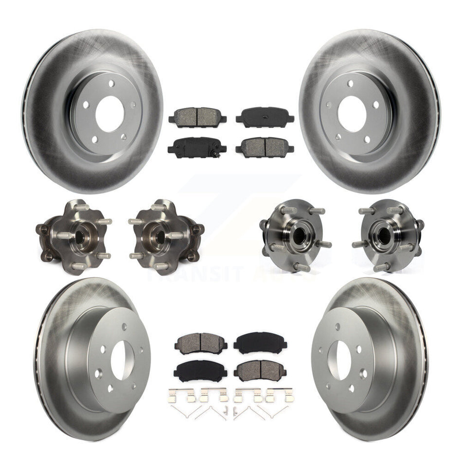 Front Rear Hub Bearings Assembly Coated Disc Brake Rotors And Semi-Metallic Pads Kit (10Pc) For Nissan Juke KBB-112234