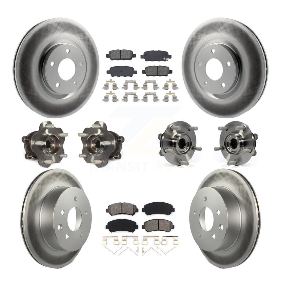 Front Rear Hub Bearings Assembly Coated Disc Brake Rotors And Semi-Metallic Pads Kit (10Pc) For Nissan Juke KBB-112234