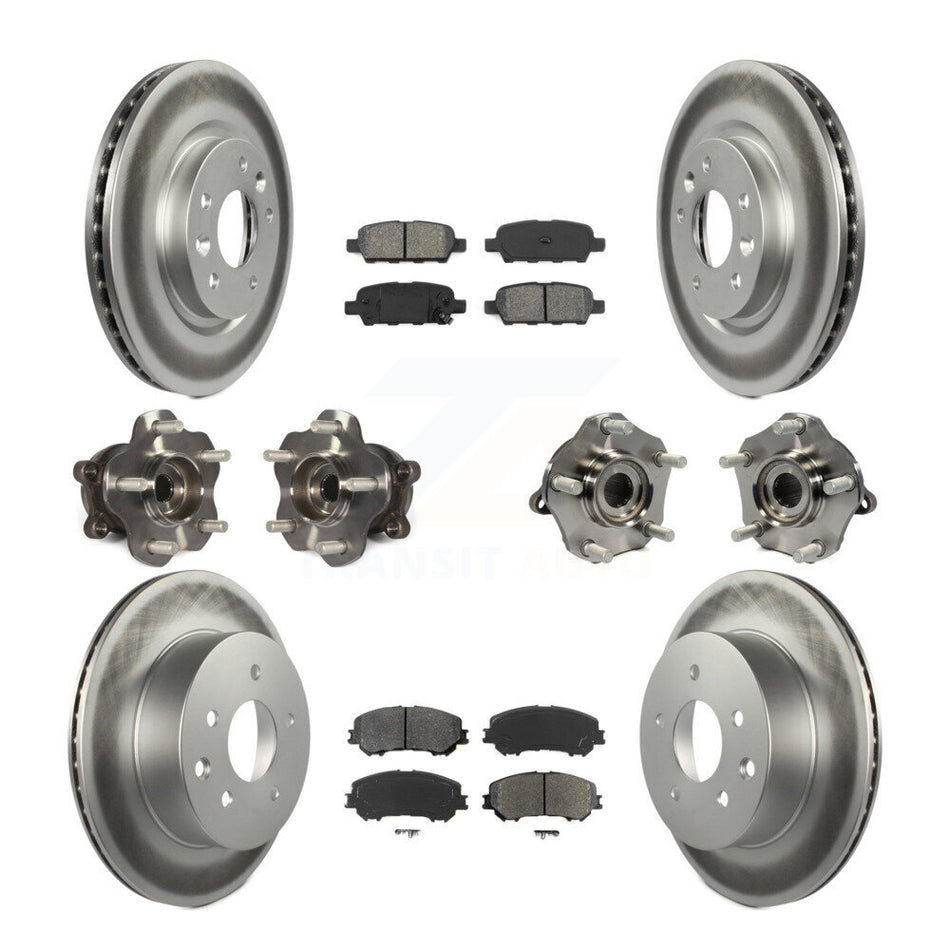 Front Rear Hub Bearings Assembly Coated Disc Brake Rotors And Semi-Metallic Pads Kit (10Pc) For Nissan Rogue Sport Qashqai KBB-112236