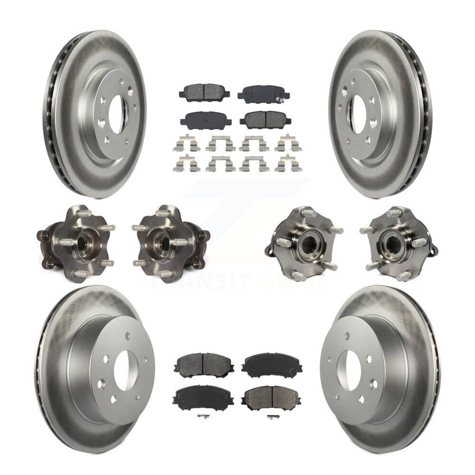 Front Rear Hub Bearings Assembly Coated Disc Brake Rotors And Semi-Metallic Pads Kit (10Pc) For Nissan Rogue Sport Qashqai KBB-112236