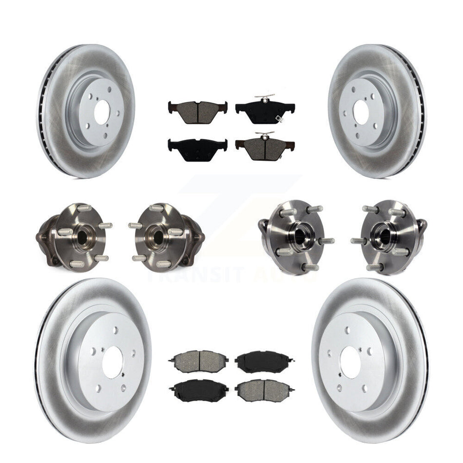 Front Rear Hub Bearings Assembly Coated Disc Brake Rotors And Semi-Metallic Pads Kit (10Pc) For Subaru Outback Legacy WRX KBB-112238