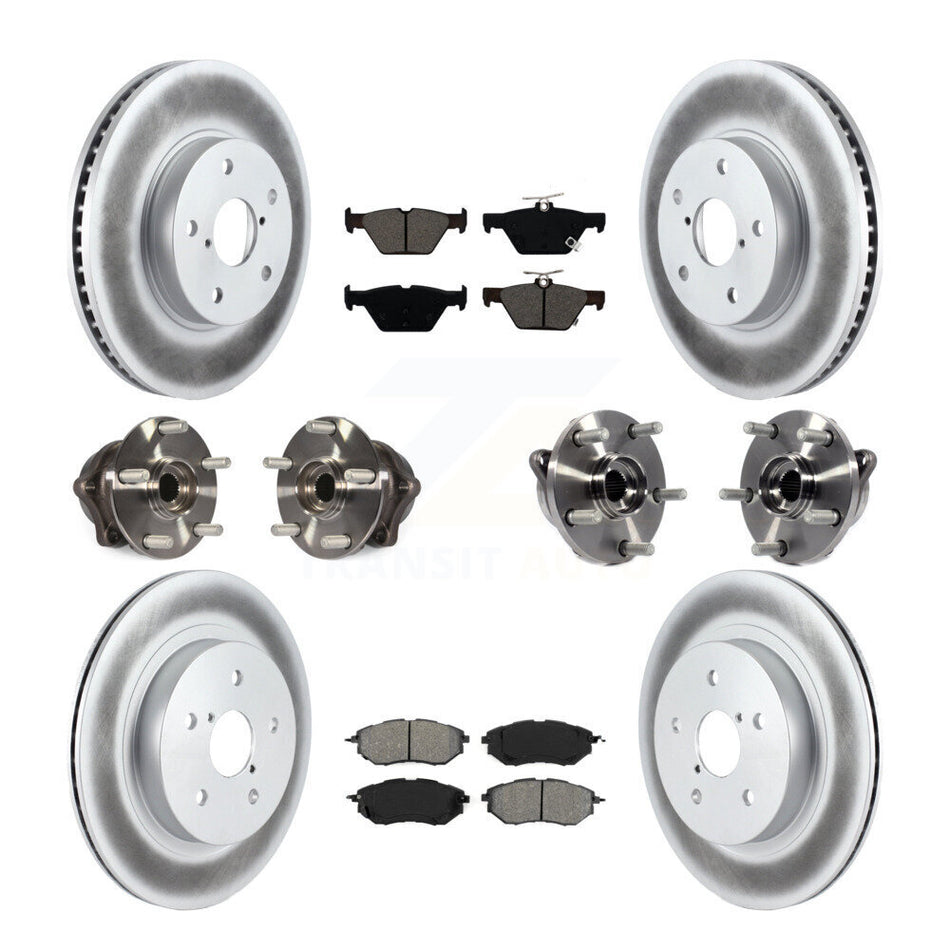 Front Rear Hub Bearings Assembly Coated Disc Brake Rotors And Semi-Metallic Pads Kit (10Pc) For 2015 Subaru Legacy 2.5L KBB-112239