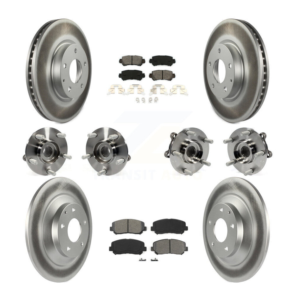 Front Rear Hub Bearings Assembly Coated Disc Brake Rotors And Semi-Metallic Pads Kit (10Pc) For Mazda CX-5 AWD KBB-112246