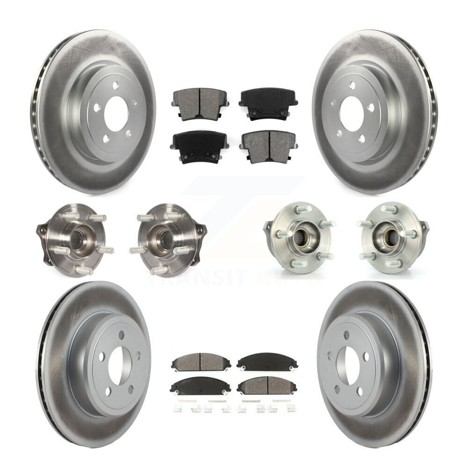 Front Rear Hub Bearings Assembly Coated Disc Brake Rotors And Semi-Metallic Pads Kit (10Pc) For Dodge Charger Chrysler 300 Challenger KBB-112253