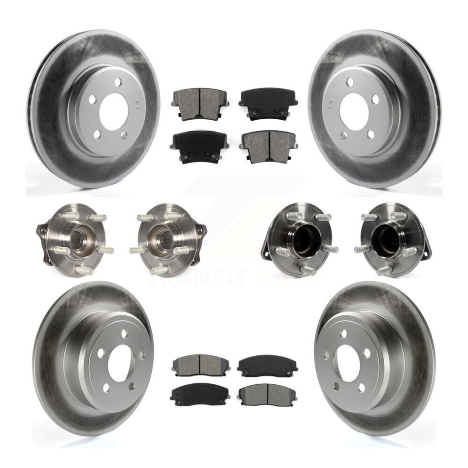 Front Rear Hub Bearings Assembly Coated Disc Brake Rotors And Semi-Metallic Pads Kit (10Pc) For Dodge Charger Chrysler 300 Challenger KBB-112255