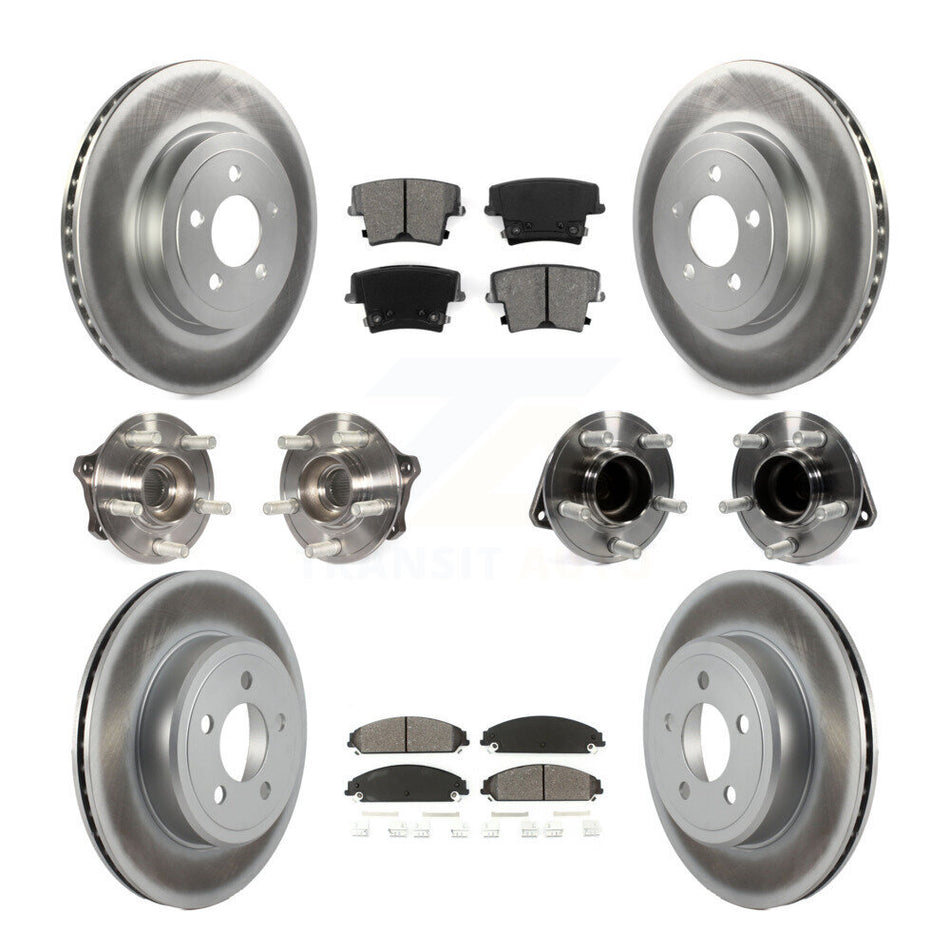 Front Rear Hub Bearings Assembly Coated Disc Brake Rotors And Semi-Metallic Pads Kit (10Pc) For Dodge Challenger Chrysler 300 Charger KBB-112256