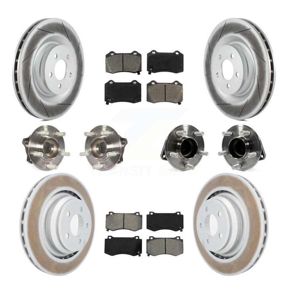 Front Rear Hub Bearings Assembly Coated Disc Brake Rotors And Semi-Metallic Pads Kit (10Pc) For Dodge Charger Challenger KBB-112258