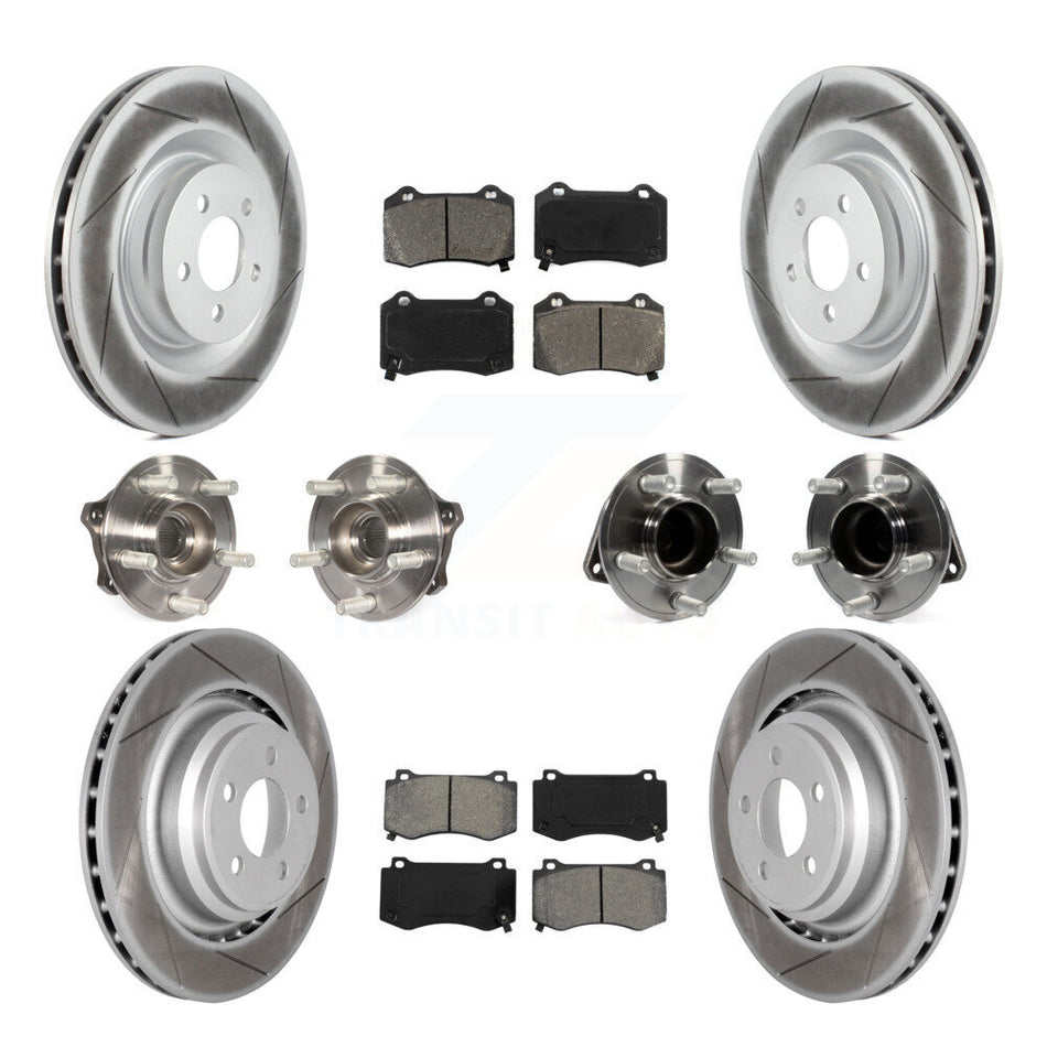 Front Rear Hub Bearings Assembly Coated Disc Brake Rotors And Semi-Metallic Pads Kit (10Pc) For Dodge Charger Challenger KBB-112260