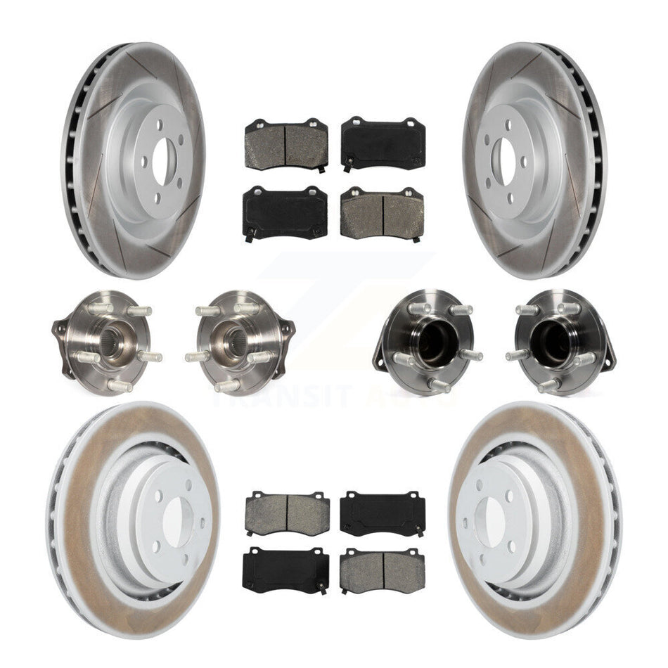 Front Rear Hub Bearings Assembly Coated Disc Brake Rotors And Semi-Metallic Pads Kit (10Pc) For Dodge Charger Challenger KBB-112262