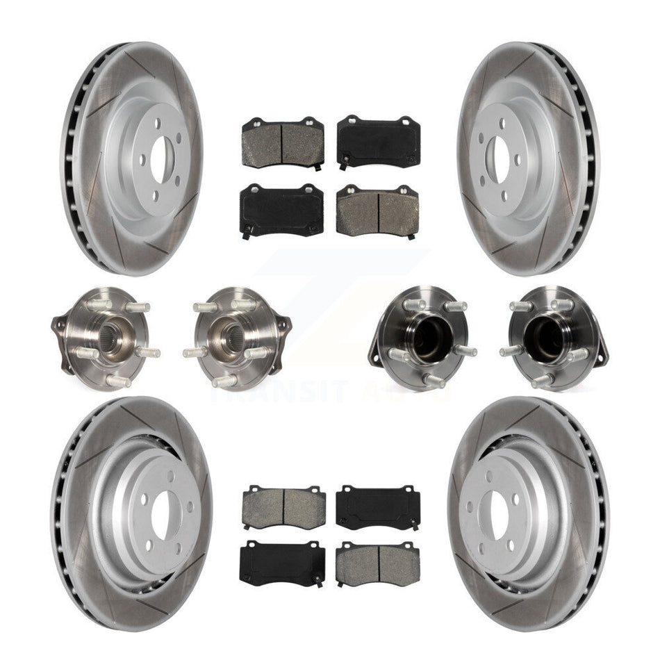 Front Rear Hub Bearings Assembly Coated Disc Brake Rotors And Semi-Metallic Pads Kit (10Pc) For Dodge Charger Challenger KBB-112264