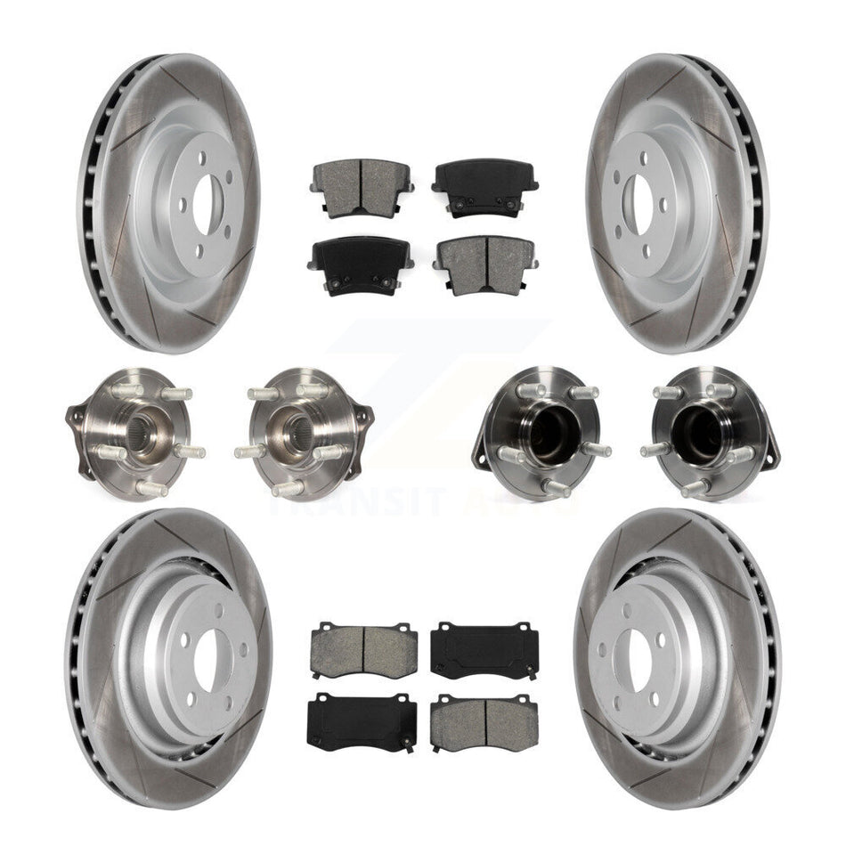 Front Rear Hub Bearings Assembly Coated Disc Brake Rotors And Semi-Metallic Pads Kit (10Pc) For 2015 Dodge Charger R T Scat Pack with RWD 6.4L KBB-112265