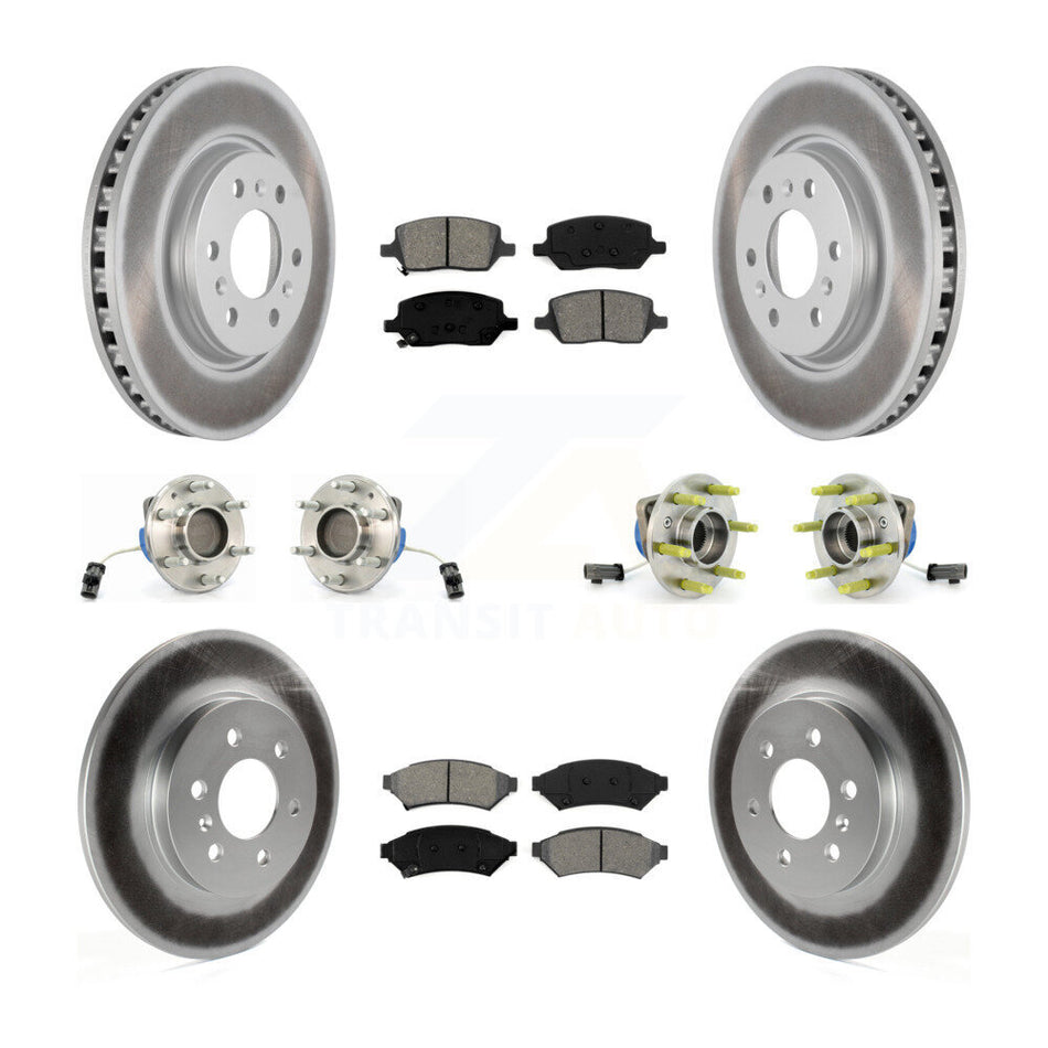 Front Rear Hub Bearings Assembly Coated Disc Brake Rotors And Semi-Metallic Pads Kit (10Pc) For Chevrolet Uplander Buick Terraza Pontiac Montana 3 Hole Triangular Flange KBB-112275