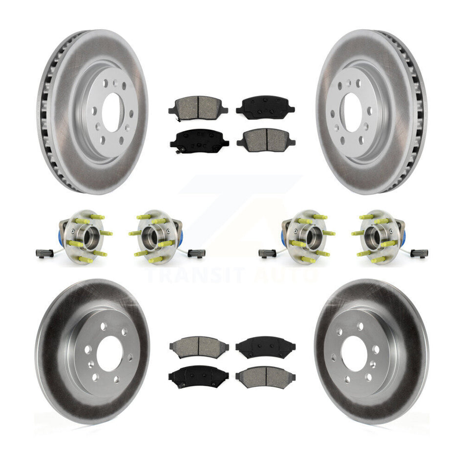 Front Rear Hub Bearing Assembly Coated Disc Brake Rotor And Semi-Metallic Pad Kit (10Pc) For 2006 Saturn Relay AWD With FE1 Suspension FE2 FE3 KBB-112276