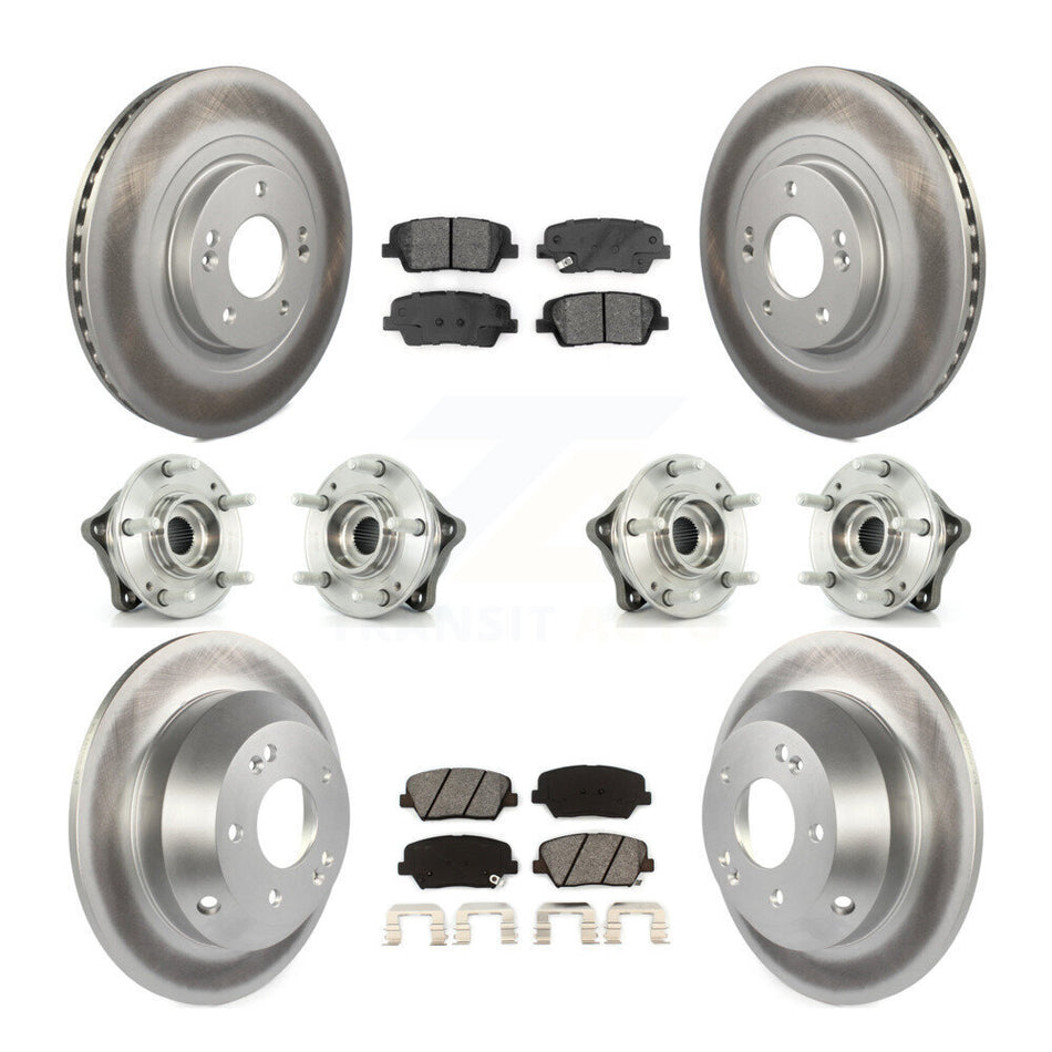 Front Rear Hub Bearing Coated Brake Rotor & Pads Kit (10Pc) For 2014-2015 Kia Sorento AWD KBB-112285