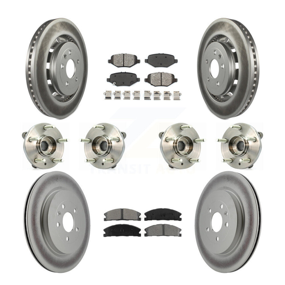 Front Rear Hub Bearings Assembly Coated Disc Brake Rotors And Semi-Metallic Pads Kit (10Pc) For Ford Flex Taurus Lincoln MKS KBB-112293