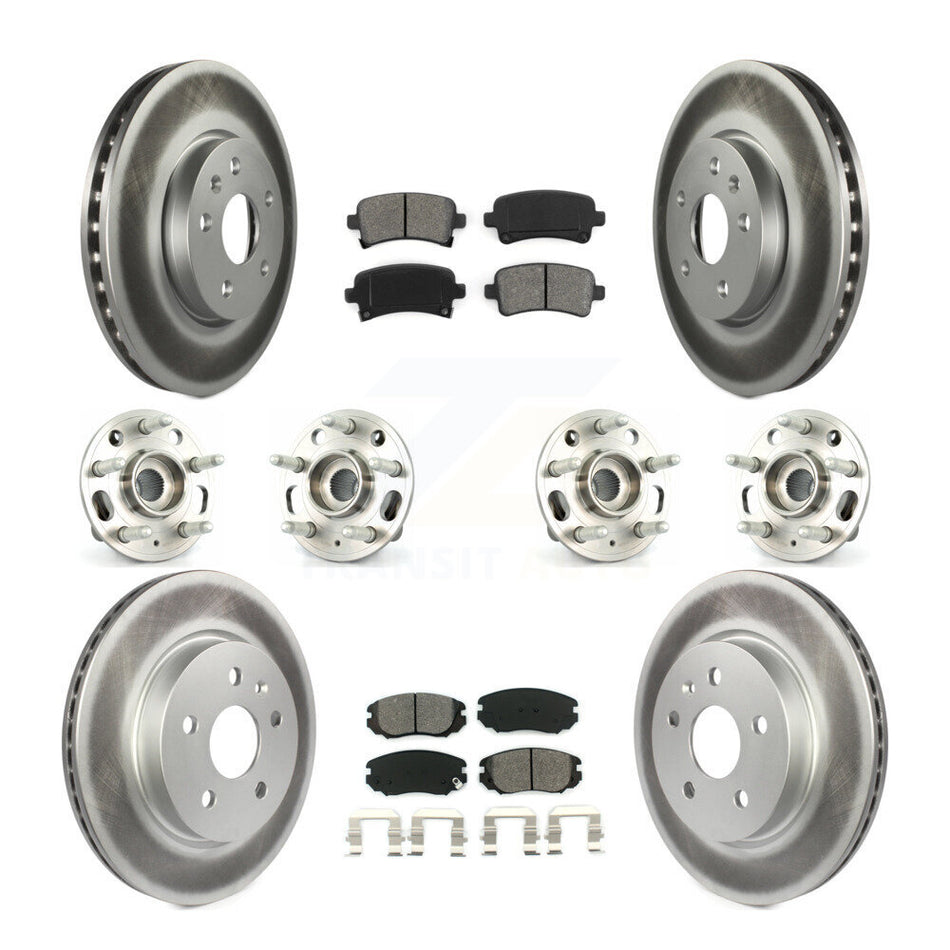 Front Rear Hub Bearings Assembly Coated Disc Brake Rotors And Semi-Metallic Pads Kit (10Pc) For Chevrolet Malibu Impala Buick LaCrosse KBB-112301