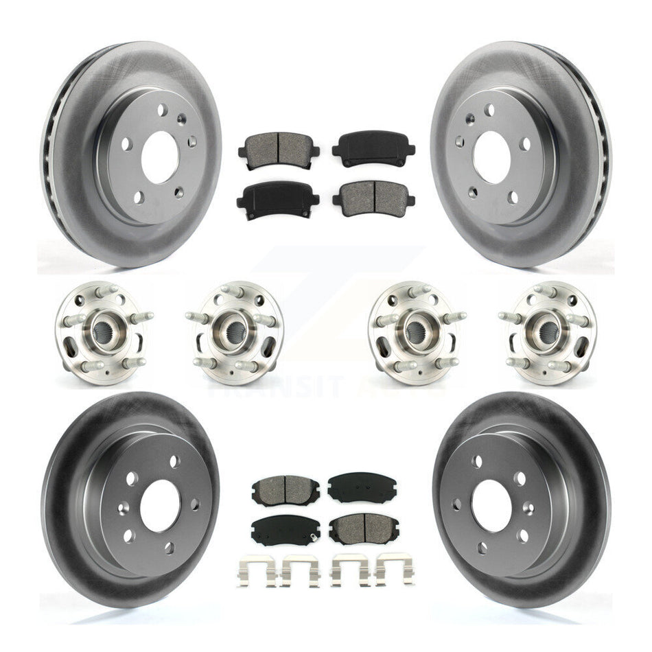Front Rear Hub Bearings Assembly Coated Disc Brake Rotors And Semi-Metallic Pads Kit (10Pc) For 2013-2015 Chevrolet Malibu Naturally Aspirated KBB-112302