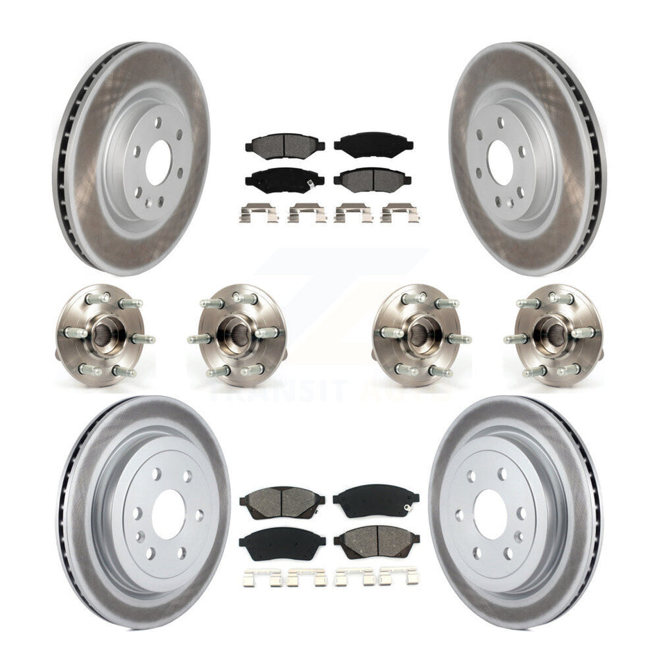 Front Rear Hub Bearings Assembly Coated Disc Brake Rotors And Semi-Metallic Pads Kit (10Pc) For Cadillac SRX Saab 9-4X KBB-112303