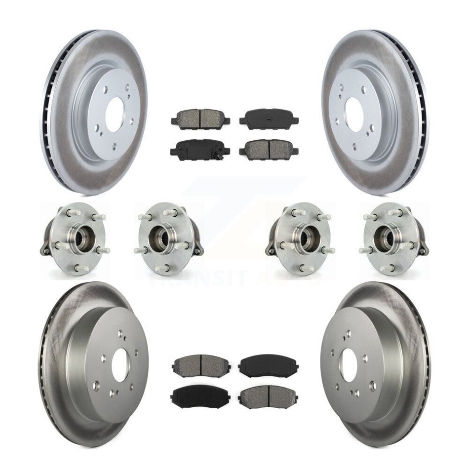 Front Rear Hub Bearings Assembly Coated Disc Brake Rotors And Semi-Metallic Pads Kit (10Pc) For 2009-2013 Suzuki Grand Vitara KBB-112304