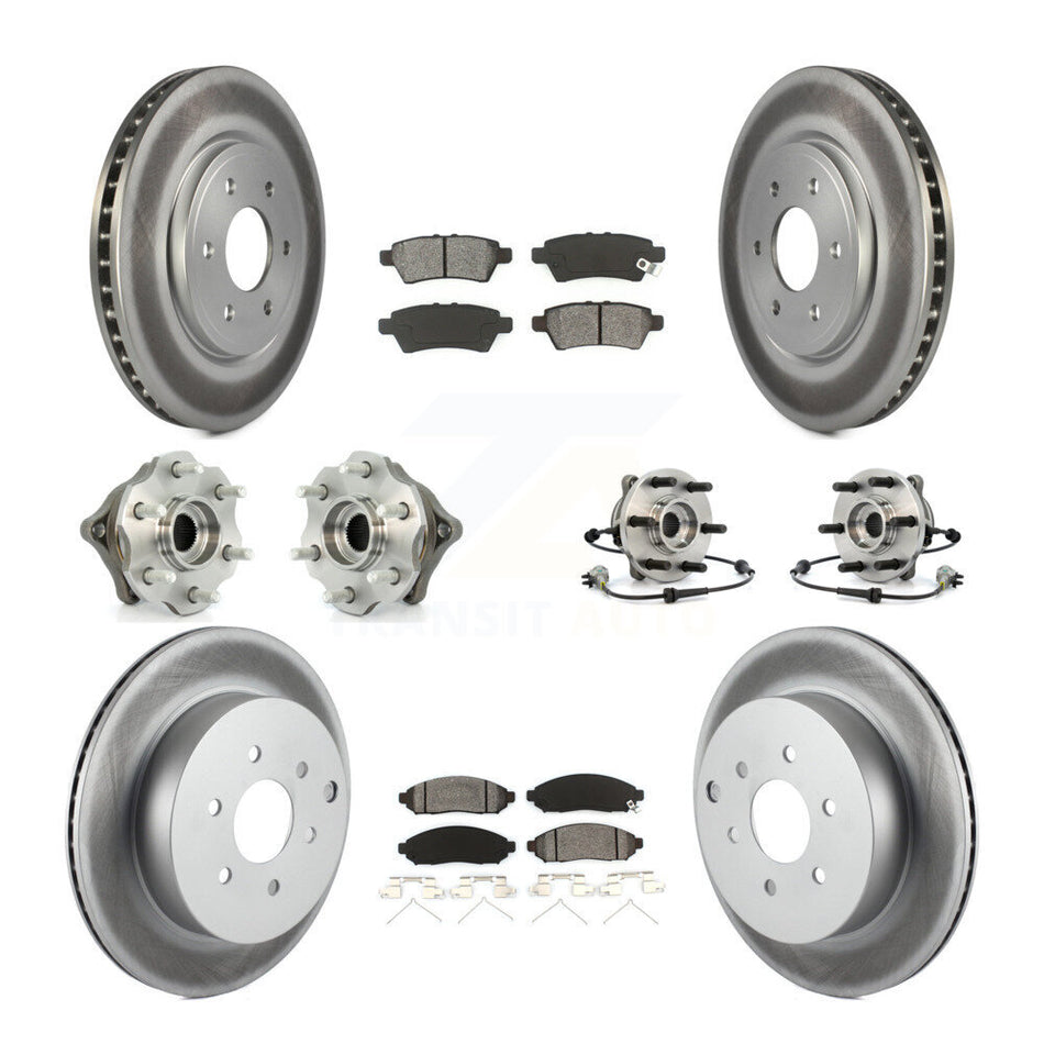 Front Rear Hub Bearings Assembly Coated Disc Brake Rotors And Semi-Metallic Pads Kit (10Pc) For Nissan Pathfinder KBB-112309