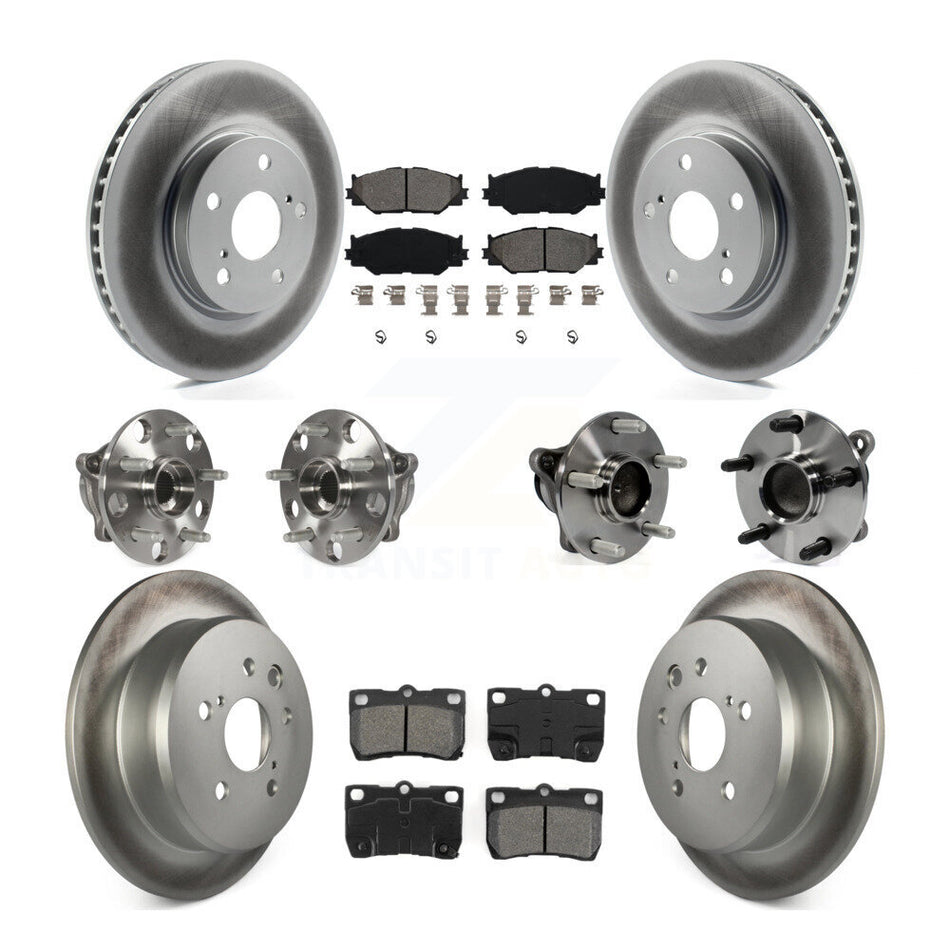 Front Rear Hub Bearings Assembly Coated Disc Brake Rotors And Semi-Metallic Pads Kit (10Pc) For Lexus IS250 KBB-112324