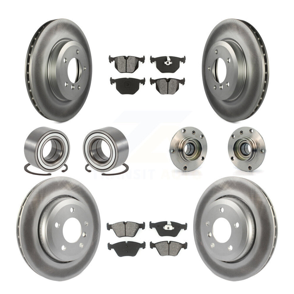 Front Rear Wheel Hub Bearings Assembly Coated Disc Brake Rotors And Semi-Metallic Pads Shoes Kit (10Pc) For 2001-2005 BMW 330Ci 330i KBB-112329