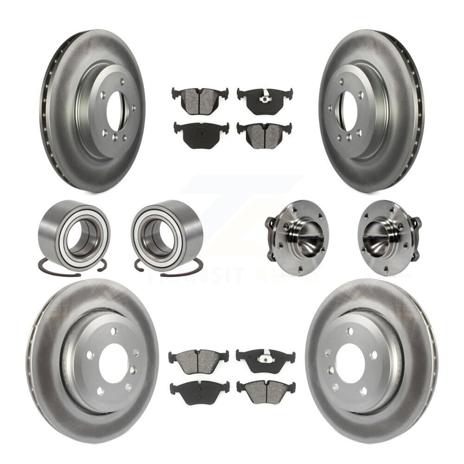 Front Rear Wheel Hub Bearings Assembly Coated Disc Brake Rotors And Semi-Metallic Pads Shoes Kit (10Pc) For 2006 BMW 330Ci KBB-112330