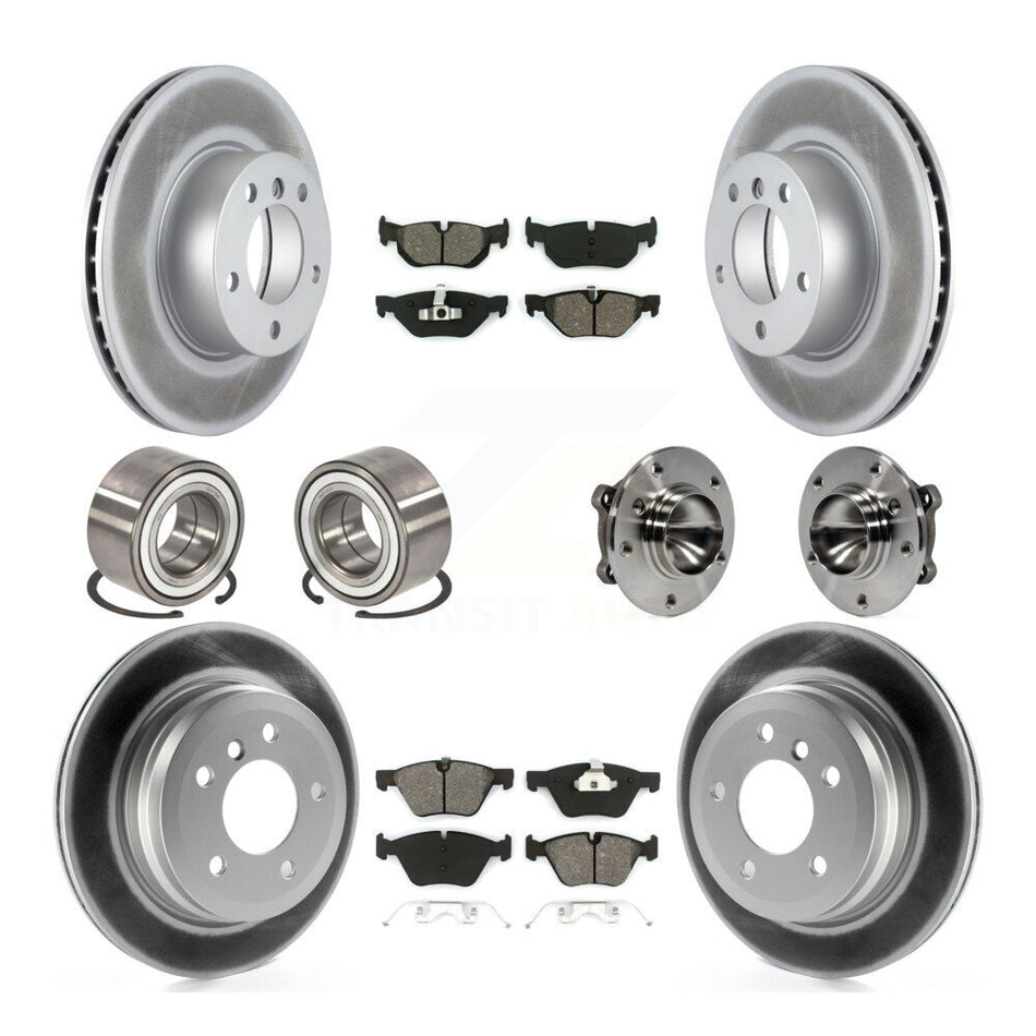 Front Rear Wheel Hub Bearings Assembly Coated Disc Brake Rotors And Semi-Metallic Pads Shoes Kit (10Pc) For BMW 328i Wagon KBB-112335