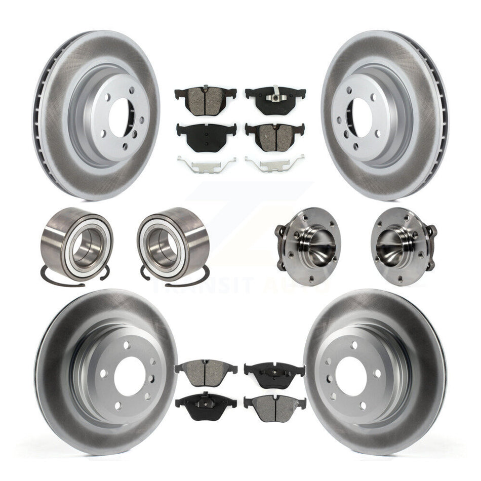Front Rear Wheel Hub Bearings Assembly Coated Disc Brake Rotors And Semi-Metallic Pads Shoes Kit (10Pc) For BMW 335i 335d 335is KBB-112336