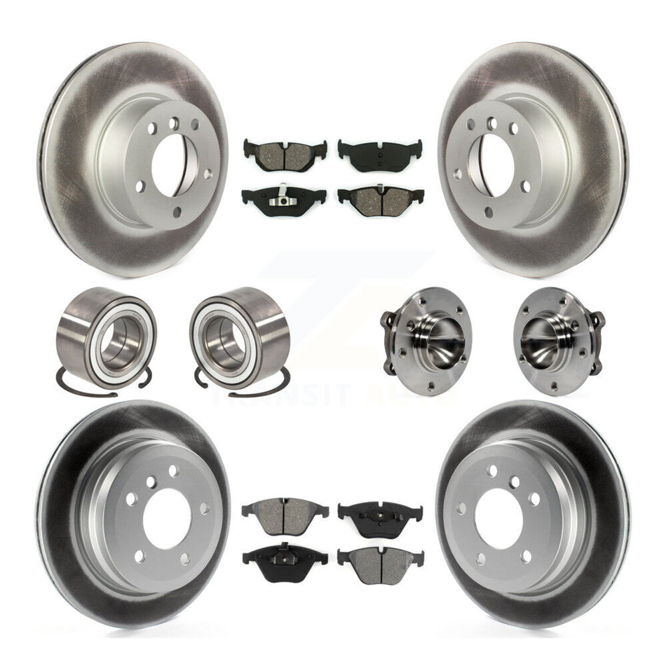 Front Rear Wheel Hub Bearings Assembly Coated Disc Brake Rotors And Semi-Metallic Pads Shoes Kit (10Pc) For BMW 328i KBB-112338