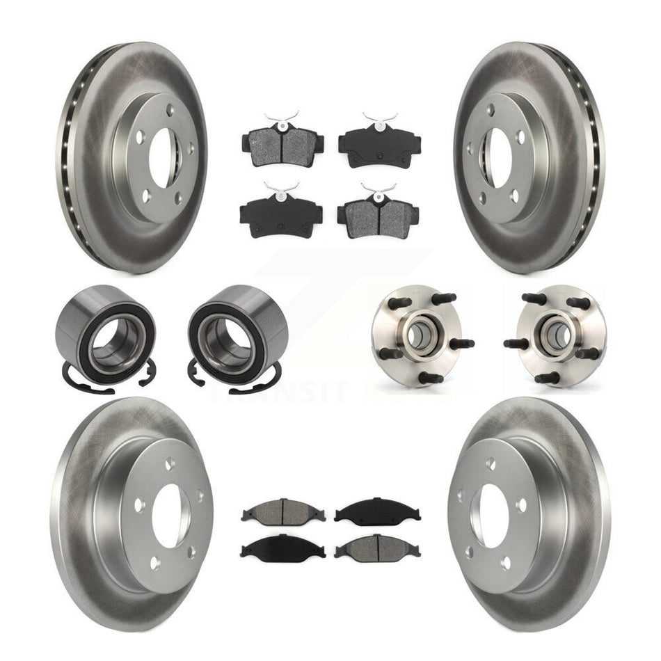 Front Rear Wheel Hub Bearings Assembly Coated Disc Brake Rotors And Semi-Metallic Pads Shoes Kit (10Pc) For 2003 Ford Mustang SVT Cobra 10th Anniversary KBB-112340