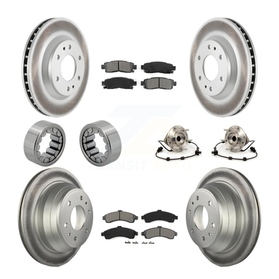 Front Rear Hub Bearing Coat Brake Rotor Pad Shoe Kit (10Pc) For GMC Envoy Chevrolet Buick KBB-112342